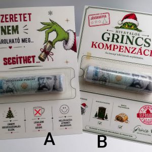 Grincs pénzátadó | Vicces karácsonyi pénzajándék – 2 minta közül választható